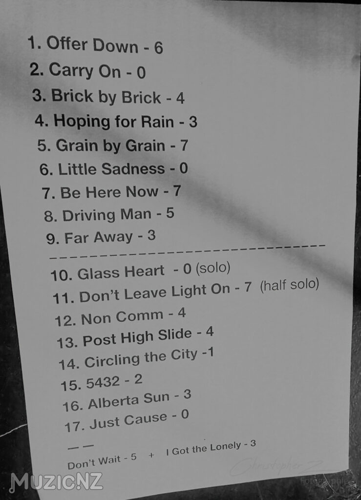 Mel parsons set list