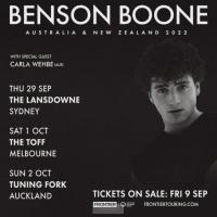 Breakout Pop Star Benson Boone (usa) Announces Auckland Show