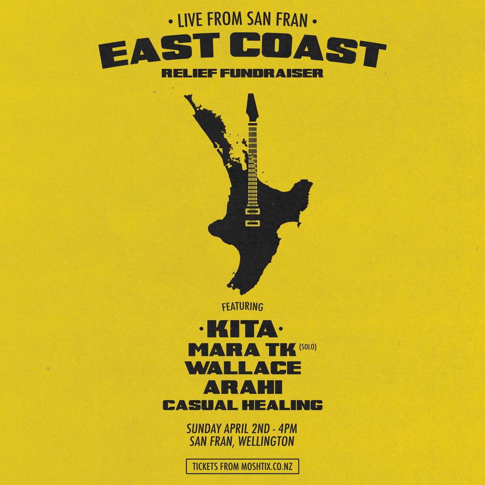 Kita East Coast Relief Show, April 2nd At San Fran, Wellington