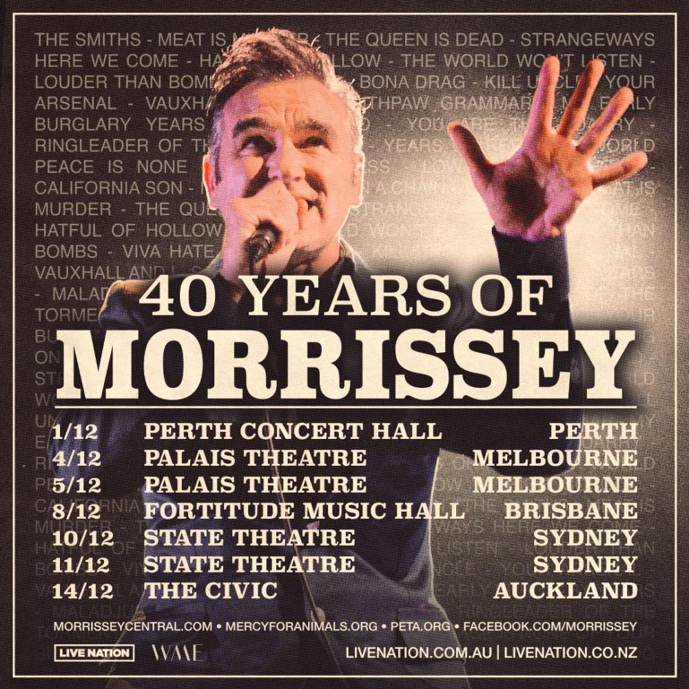 Morrissey: 40 Years Of Morrissey Australian & New Zealand Tour Dates Announced