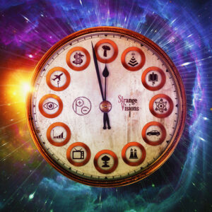 Victorian clock face with roman numeral isolated on white